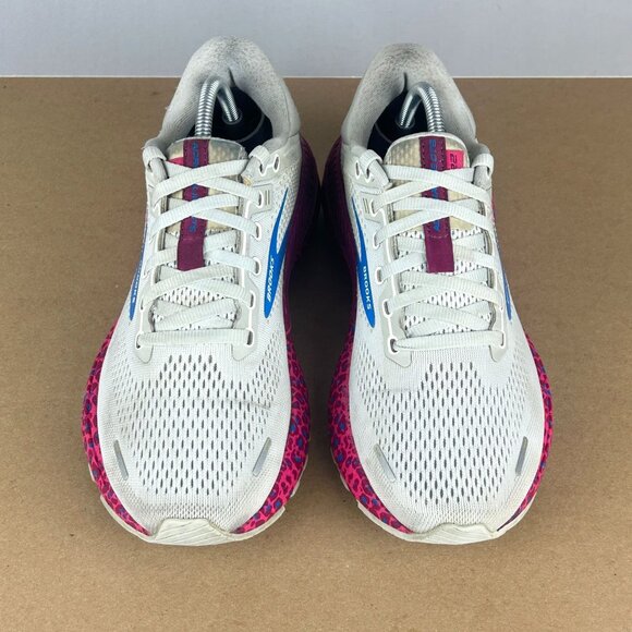 Brooks Adrenaline GTS 22 Athletic Running Shoes Womens 8 Blue Pink Leopard - Picture 2 of 10